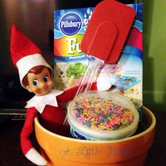 Elf on the Shelf: A Sweet Goodbye on Christmas Eve he lays out ingredients to make a birthday cake for Jesus. Birthday Cake For Jesus, Goodbye Elf, Bake Cupcakes, Ways To Say Hello, Birthday Treat, A Birthday Cake