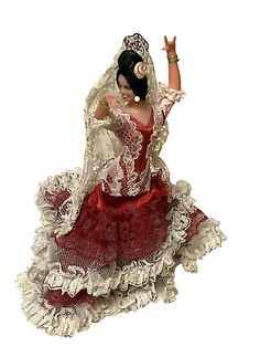 Vintage SPANISH FLAMENCO DANCER SOUVENIR DOLL RED Cream DRESS LACE 7” AS IS CUTE  | eBay Spanish Flamenco, Spanish Dancer, Flamenco Dancer, Spanish Woman, Southern Spain, Flamenco Dancers, Vintage Black Dress, Doll Vintage, Lace Pink Dress