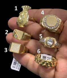 "●  10K Solid Gold Mens CZ Ring Dollar Style Stone Ring Band Cluster Yellow Gold Men Heavy Ring ●Metal : 10K Solid Yellow Gold ●Stone: Cubic Zirconia CZ ●Purity : 10k with authenticity stamp ●Ring Size and Weight: 1. Size 9 ( 3.7 grams) 2. Size 10 ( 5.1 grams) 3. Size 10 ( 3.7 grams) 4. Size 11 ( 7.0 grams) 5. Size 11 ( 4.1 grams) 6. Size 9 ( 4.3 grams) If sizing is needed then message before placing your order for the price. ●Made in : United States ●Shape :Texas State ●Condition : Brand New ●C Stamp Ring, Mens Ring Designs, Stamped Rings, Dope Jewelry, Gold Stone, Ring Metal, Cz Ring, Multi Stone Ring, Ring Band