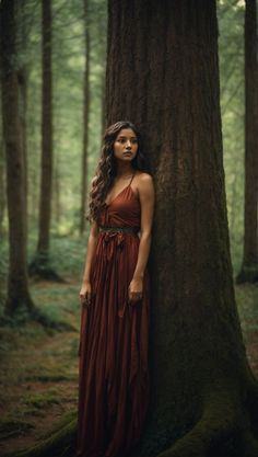 In the heart of nature's embrace, a serene woman stands tall beside an ancient, majestic tree in the heart of a lush forest. A tribute to cinematic beauty on CG Society. Forest Fashion, Yoga Photoshoot, Body Art Photography, Portrait Photography Women, Forest Girl, Portrait Photoshoot, Portrait Photography Poses