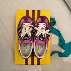 Gucci X Adidas Pink Velvet Gazelles. They Are New (Only Worn When Tried On In Store). Slight Manufacturing Defect On Back Of Heel. They Are Listed For Under Retail For That Reason. Men’s 3.5 - Fit A Us Women’s 5. Someone Purchased Them & Cancelled The Order. This Is A Re-List. They Are Available. Gucci Pink Sneakers With Rubber Sole, Gucci Low-top Pink Sneakers, Gucci Pink Sneakers With Round Toe, Pink Gucci Sneakers With Rubber Sole, Gucci Pink Low-top Sneakers, Pink Gucci Leather Sneakers, Pink Leather Gucci Sneakers, Sporty Pink Gucci Sneakers, Gucci Designer Pink Sneakers