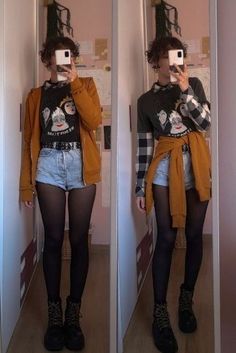 Edgy Fall Aesthetic, Egirl Fall Outfit, Samanthacore Outfits, Artsy Grunge Aesthetic Outfits, Casual Edgy Outfits Fall, Halloweencore Outfit, Warm Alt Outfits, Grunge Date Outfit, Alternative Skirt Outfits