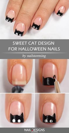 Easy Halloween nails include simple and low key nail art, such as spider webs, pumpkins, zombies and many others. Check out more ideas! Easy Halloween Nails, Halloween Nails Designs, Easy Halloween Nails Design, Unghie Nail Art, Sweet Cat, Smink Inspiration, Halloween Orange