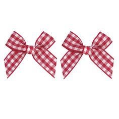 two red and white checkered bows on a white background