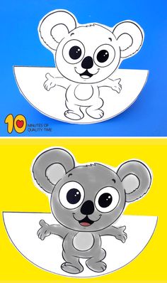 the koala bear cut out is shown in three different colors