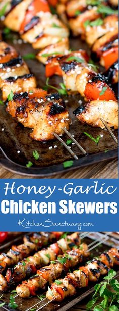 honey garlic chicken skewers are an easy and delicious appetizer that is ready in under 30 minutes