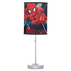 a lamp with a spiderman design on it