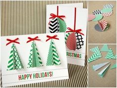 christmas cards made with paper and ribbon