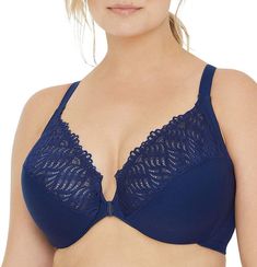 Glamorise Elegance Wonderwire Front-Close Stretch Lace Underwire Racerback Unlined Full Coverage Bra-1246 #Sponsored , #affiliate, #Close#Stretch#Lace Soma Bras, Big Bra, Lace Underwire, Lace Set, Full Coverage Bra, Bra Types, Lace Fashion, Full Figured, Stretch Lace