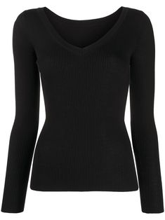 Black Fitted V-neck Knit Top, Black Fitted Long Sleeve V-neck Top, Fitted Black V-neck Long Sleeve Top, Black Fitted V-neck Sweater, Black V-neck Sweater With Ribbed Collar, Long Sleeve Shirt Outfits, Twilight Outfits, Tight Sweater, Cars Clothes