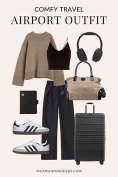 Athleisure Outfits Travel, Clothes For Traveling Airplane, Travel Outfit Women Airport Style, Redeye Flight Outfit, Hidden Love Fashion, Airport Outfit Inspo Comfy, Outfit For Trip Travel Fashion, Woman Airport Outfit, Business Casual Airport Outfit