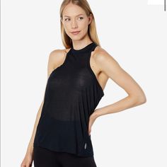 New In Plastic Versatile Black Tops For Gym, Chic Black Tank Top For Workout, Versatile Black Activewear, Chic Spring Gym Tops, Chic Gym Tops For Spring, Chic Black Workout Tank Top, Patchwork Tank Top, Free People Adella, Light Blue Top