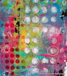 an abstract painting with lots of circles on it