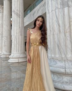 Greek Goddess Fashion Show, Tulle Goddess Dress, Roman Goddess Outfit, Greek Dress Up, Goddess Party Theme Outfit, Greek Goddess Quinceanera, Greek Goddess Style Dress, Greek Themed Outfits, Greek Costumes Goddess