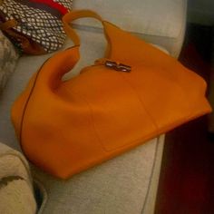 Longchamp Bag Roseau Tote Bag Cognac-Leather. This Is A Tote Bag Is Great Condition, Bamboo Clasp, 1 Zipped Pocket Chic Yellow Bags With Leather Lining, Orange Leather Shoulder Bag With Gold-tone Hardware, Designer Yellow Bags With Leather Lining, Elegant Yellow Shoulder Bag With Leather Lining, Orange Shoulder Bag With Gold-tone Hardware For Shopping, Orange Formal Bags With Gold-tone Hardware, Formal Orange Bags With Gold-tone Hardware, Longchamp Bag, Longchamp Bags