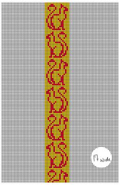 a cross stitch pattern with the word love in red and yellow