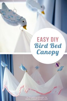 easy diy bird bed canopy for baby's room or playroom with free printables