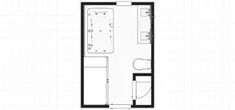 the floor plan for a small house with an open kitchen and living room in it