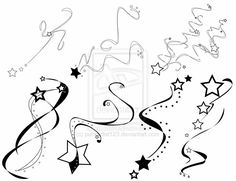 some stars and swirls on a white background