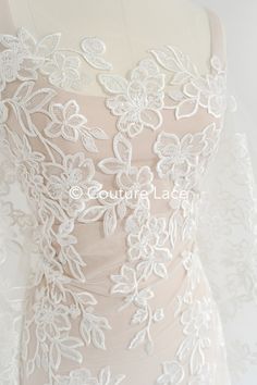 Floral Bridal Lace/ Bridal Lace Material/ Off-white Bridal Lace/ Floral Wedding Lace/ Couture Lace // L24-693 - Etsy Fitted Lace Wedding Dress With Floral Embroidery, White Lace Dress For Mother Of The Bride, Delicate Fitted Cream Lace, Fitted Delicate Cream Lace, Cream Fitted Delicate Lace, Fitted White Lace For Mother Of The Bride, Wedding Cream Tulle Fabric With Scalloped Lace, Delicate White Tulle Fabric For Wedding, Delicate Fitted White Wedding Dress