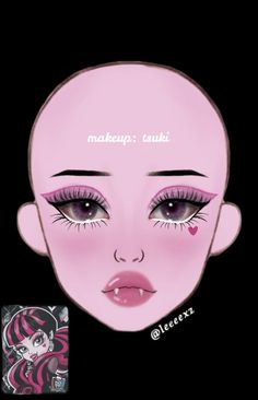 Draculaura Makeup, Makeup Charts, Drag Make-up, Cute Halloween Makeup, Makeup Drawing, Anime Makeup, Cute Eye Makeup, Makeup Face Charts