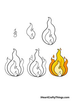 an image of fire flames with different shapes and sizes to draw in the style of doodle