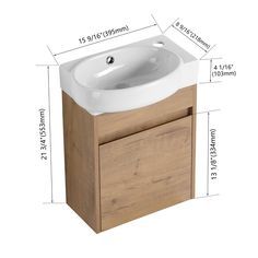 a bathroom sink and cabinet with measurements