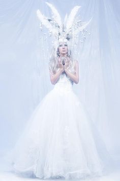 MADE TO ORDER Ice Queen Whimsical Antler by PoshFairytaleCouture Queen Photoshoot, Ice Queen Costume, Ice Witch, Whimsical Faces, Bottle Flowers, Queen Wedding Dress, Nights In White Satin, Zsazsa Bellagio, Plastic Bottle Flowers