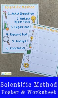 two science posters with the words scientific method and poster & worksheet