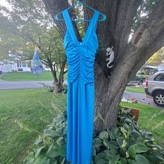 Polyester Deb Shop Dress/Gown.Nwt Blue Ruched Maxi Dress For Night Out, Blue Ruched Midi Evening Dress, Blue Ruched Maxi Dress For Evening, Blue Stretch Maxi Dress For Evening, Black Mermaid Gown, Deb Shop, Deb Dresses, Shop Dress, Pink Gowns