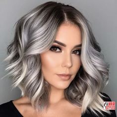 Silver Balayage On Dark Hair, Gray Hair Ombre, Gray Ombre Hair, Brown And Silver Hair, Ashy Balayage, Gray Blending, Reverse Balayage, Grey Ombre Hair, Gray Balayage