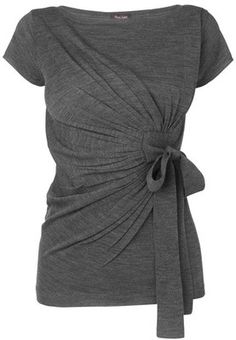 a women's gray top with a knot on the front and side, in grey