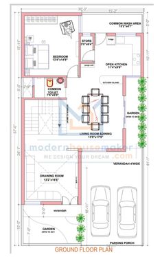 two bedroom house plan in india with floor plans and elevation details for the ground area