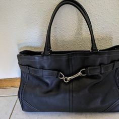 Mint Condition, Large Black Leather Belted Coach Hampton Satchel/Tote. Gifted To Me, But Never Used. Stored In A Clear Dustbag Which Is Included With The Purchase. Measurements: Height 10.5" Length 16" Width 5.5" Coach Tote Bag, Gift Wishlist, Coach Tote Bags, Inside My Bag, Coach Tote, Satchel Tote, Black Leather Belt, Vintage Designer, Black Belt