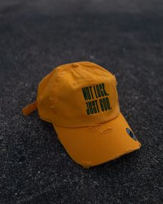 Not Luck, Just God. Vintage Distressed Dad Hat, Vintage Distressed Dad Hat Baseball Cap, Vintage Distressed Adjustable Dad Hat, Distressed Baseball Cap For Streetwear, Casual Distressed Visor Baseball Cap, Vintage Distressed Snapback Dad Hat, Trendy Distressed Dad Hat, Casual Distressed Dad Hat Visor, Vintage Letter Print Dad Hat For Spring