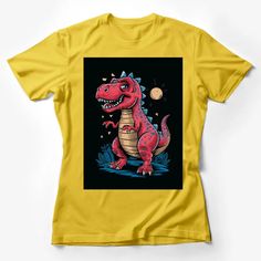 a yellow t - shirt with an image of a dinosaur