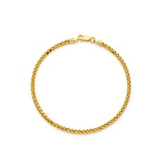 Elevate your style with the exquisite Wheat Palm Gold Bracelet. Crafted from 10K gold, this timeless piece features a delicate wheat palm design. Perfect for any occasion. 14k Gold Wheat Chain Bracelet Gift, Classic Gold Bracelets With Wheat Chain, Classic Gold Bracelet With Wheat Chain, Yellow Gold Bracelets With Wheat Chain As A Gift, Gold Wheat Chain Bracelets As Gift, Classic 14k Gold Bracelet With Wheat Chain, Palm Gold, Palm Bracelet, Palm Design