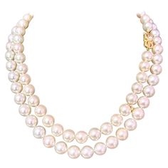 Mikimoto Estate Akoya Pearl Necklace 34" 18k Gold 9.5 mm Certified $126,000 M126000 Estate Mikimoto 87 Pearls LARGE 9.5 mm 34 Inches 18 KT Yellow Gold Clasp TRUSTED SELLER SINCE 2002 PLEASE REVIEW OUR 100% POSITIVE FEEDBACKS FROM OUR HAPPY CLIENTS PLEASE SEE ATTACHED MIKIMOTO CERTIFICATE AND APPRAISAL FOR DETAILS Mikimoto New York 730 Fifth Avenue New York, NY 10019 FREE PRIORITY SHIPPING DETAILS Stone: Fine Quality Japanese Akoya Pearl Pearl Shape: Round Pearl Color: Pink/White Surface: Clean L Bride Hairstyles Updo, Fifth Avenue New York, Lux Jewelry, Evening Necklace, Akoya Pearl Necklace, Pearl Jewels, Mikimoto Pearls, Greek Wedding, Pearls Necklace