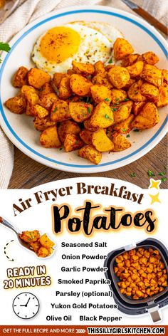 Air Fryer Home Fries (Crispy Breakfast Potatoes) Air Fryer Potatoes Breakfast, Gold Potato Recipes Air Fryer, Crispy Breakfast Potatoes Air Fryer, Home Fries Breakfast Air Fryer, Air Fry Breakfast Potatoes, Air Fried Breakfast Potatoes, Airfryer Breakfast Potatoes, Yukon Gold Breakfast Potatoes, Home Fried Potatoes Breakfast