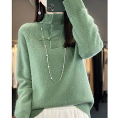 Wool Knitted Basic Sweater Half-high Collar Pullover This is Asia Size, 1cm=0.394inch, 1inch=2.54cm  S: bust: 94 cm,   length: 57 cm,   sleeve: 63 cmM: bust: 96 cm,   length: 58 cm,   sleeve: 64 cm  L: bust: 100 cm,  length: 59 cm,  sleeve: 65 cm   XL: bust: 104 cm,   length: 60 cm,   sleeve: 66 cm  XXL: bust: 106 cm,   length: 61 cm,   sleeve: 67 cm     Note:(manual measurement, there may be 1-3 cm error thank you for your understanding.) And due to different display and different batch of prod Green Fine Knit Winter Sweater, Green Fine Knit Sweater For Winter, Green Long Sleeve Knit Top For Winter, Green Knit Top For Winter Layering, Elegant Green Winter Sweater, Elegant Green Long Sleeve Sweater, Elegant Knitted Winter Sweater, Green Long Sleeve Polo Sweater For Winter, Elegant Long Sleeve Knit Top For Winter