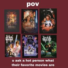 the movie poster for star wars is shown in four different colors and font, including one with