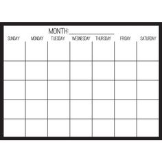 a black and white calendar with the month on it