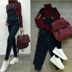 @AranzaDrive ❁ Homewear Fashion, Elegante Casual, Casual Work Outfits, Work Outfits Women, Girls Fashion Clothes, Teenage Fashion Outfits, Denim Jumpsuit