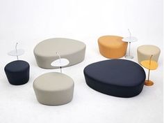 an assortment of modern furniture on a white background