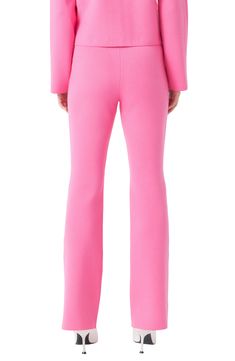 Fall for the silhouette of these comfy knit pants crafted with an elastic waistband and flared hems. 50% rayon, 28% polyester, 22% nylon Hand wash, dry flat Imported Chic Flare Pants For Loungewear, Spring Wide Leg Elastane Pants For Loungewear, Pink Elastane Pants For Loungewear, Pink Loungewear Pants, Flare Pants With Elastic Waistband In Elastane, Elastane Flare Pants With Elastic Waistband, Flare Elastane Pants With Elastic Waistband, Pink Flare Pants For Loungewear, Spring Flare Wide Leg Loungewear Pants