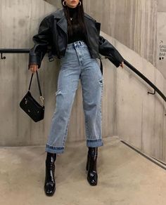 Pastel Outfit, Leather Jacket Outfits, Winter Trends, Mode Inspo, 가을 패션, Edgy Outfits, Winter Fashion Outfits, Looks Vintage