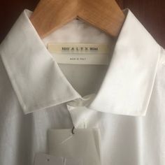 Brand New, Never Worn Luxury Collared Summer Shirt, Luxury Summer Collared Shirt, Luxury Spread Collar Shirt For Daywear, Designer White Dress Shirt For Work, Designer Fitted Shirt For Daywear, Luxury Short Sleeve Formal Shirt, Designer White Dress Shirt For Semi-formal Occasions, Luxury Fitted Shirt For Daywear, Luxury Fitted Daywear Shirt