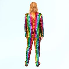 Cualquier viejo traje arcoíris de hierro

 Traje de lentejuelas con forro de raso

 Bolsillos en todas partes

 pantalones forrados

 Se vuelve plateado

 Personalizado disponible Rainbow Suit, Rainbow Coat, Colorful Blazer, Sequin Suit, The Colors Of The Rainbow, Lined Pants, Colors Of The Rainbow, Kate Bosworth, Taste The Rainbow