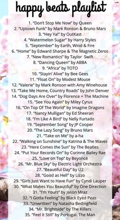 the happy beats playlist with pink flowers