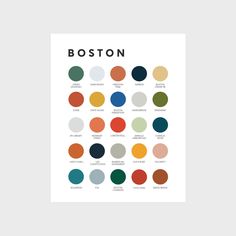 the boston color scheme is shown in this poster